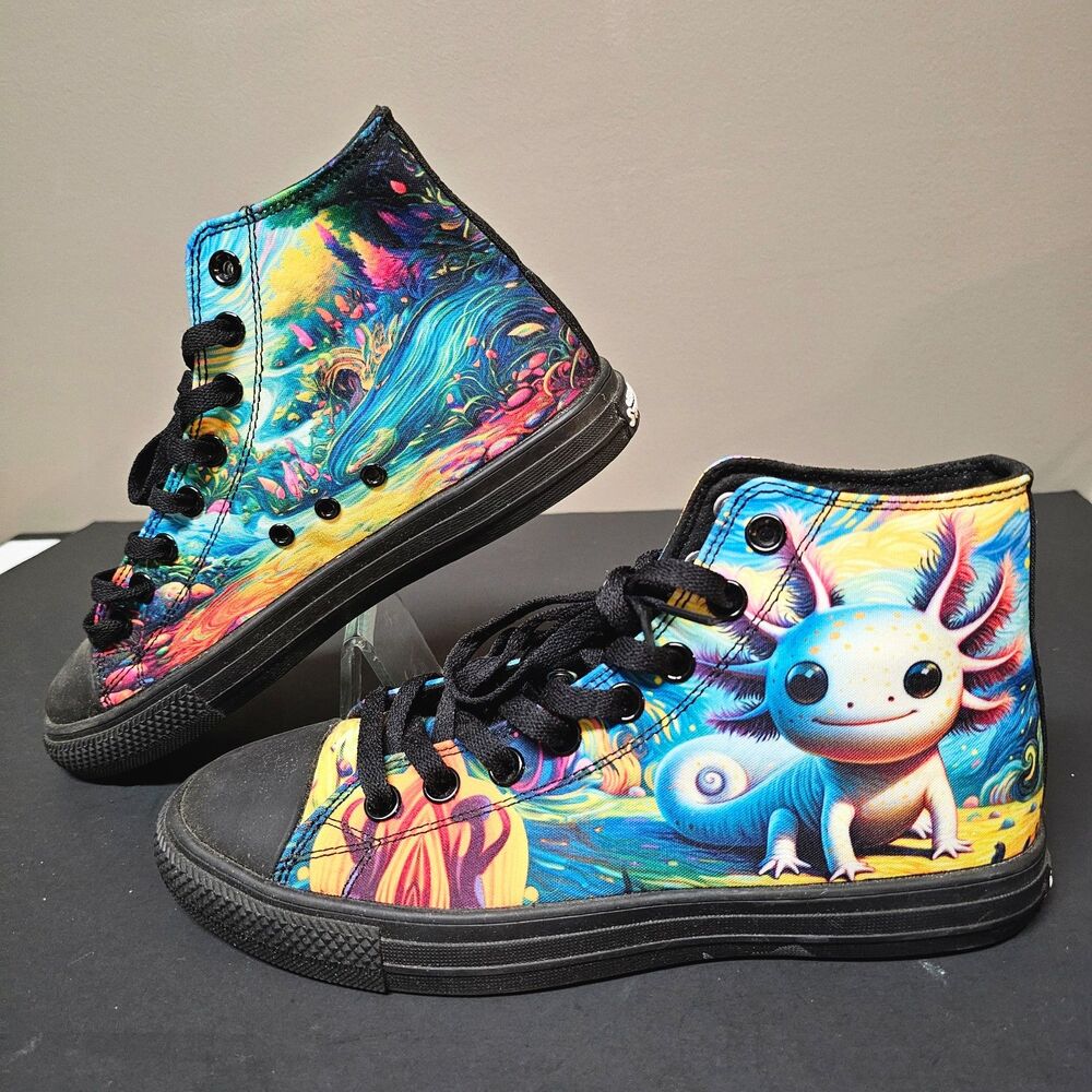 Offbeat Sweetie Axolotl High Top Sneakers Unisex 7.5M 9W 40.5 EU Colorful